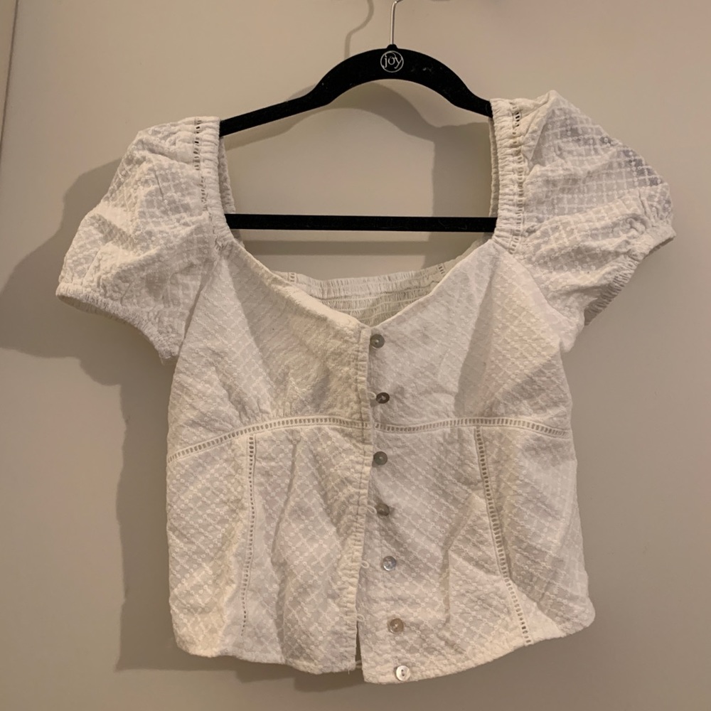 White Puff Sleeve Top